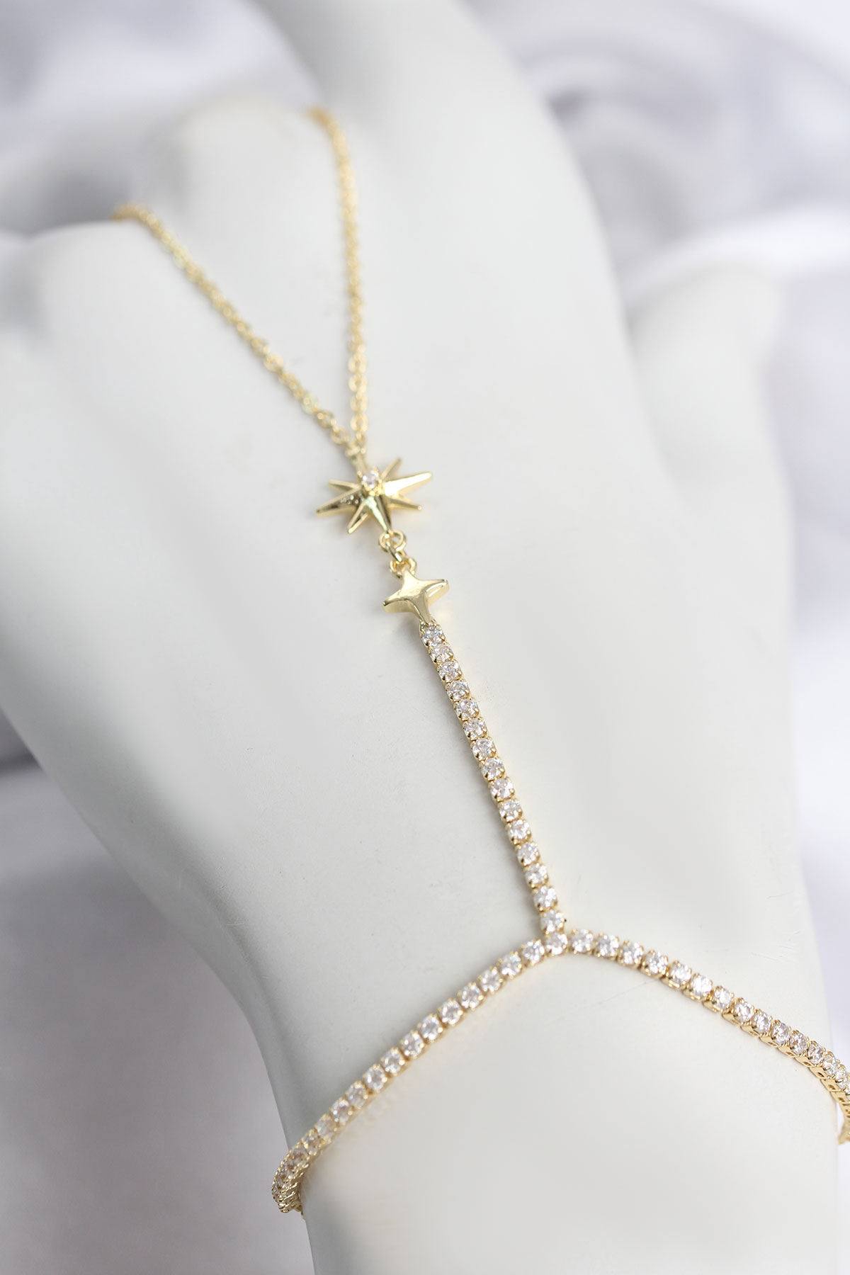 Gold Renk Pirinç Zirkon Taşlı Kutup Yıldızı Model Şahmeran 5886