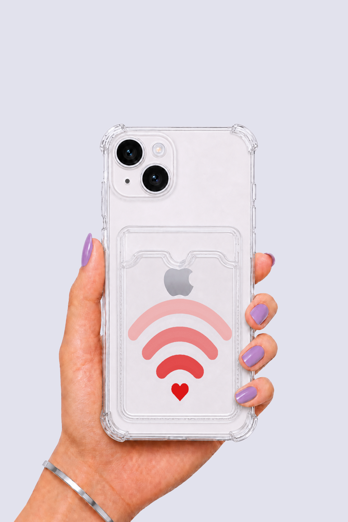 iPhone 13 Kartlıklı Aşk Sinyali Desenli Kılıf