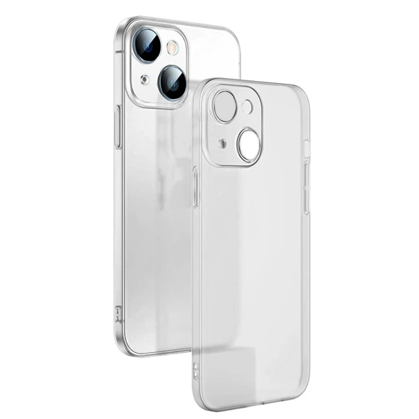 Ally iPhone 14 Plus 6.7inch Frosted Glass Şeffaf Kamera Korumalı Kılıf-(1903)