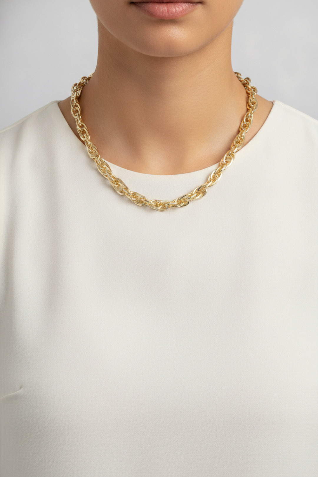 CM Kalın Burgu Model Gold Renk 60 cm Kadın Kolye 5886