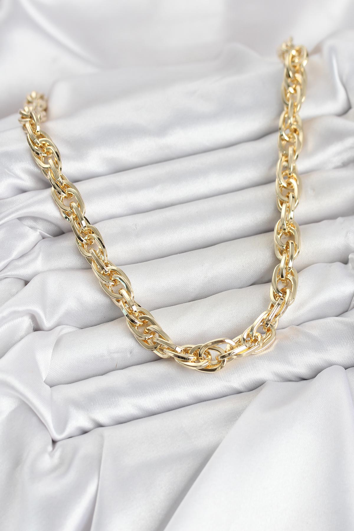 CM Kalın Burgu Model Gold Renk 60 cm Kadın Kolye 5886