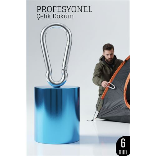 Çelik Yan Açılır Karabina - 6 mm Kamp, Tırmanış ve Günlük Kullanım İçin Güvenli Kilit  