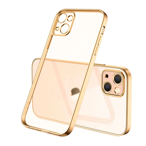iPhone 13 6.1inç Renkli Kenar Şeffaf Kılıf Kamera Korumalı Silikon Kılıf-(1903)