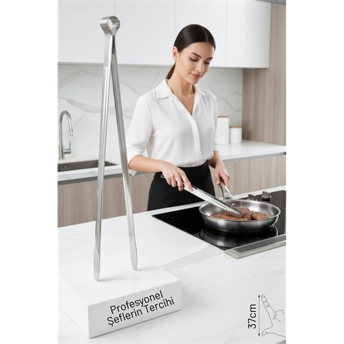 37 cm XXL Izgara Maşası – Paslanmaz Çelik, Profesyonel Mutfak ve Barbekü Kullanımı 