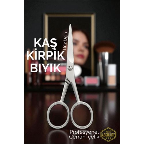 HSNET Kaş Kirpik Makası - Bıyık Makası Profesyonel Cerrahi Çelik 