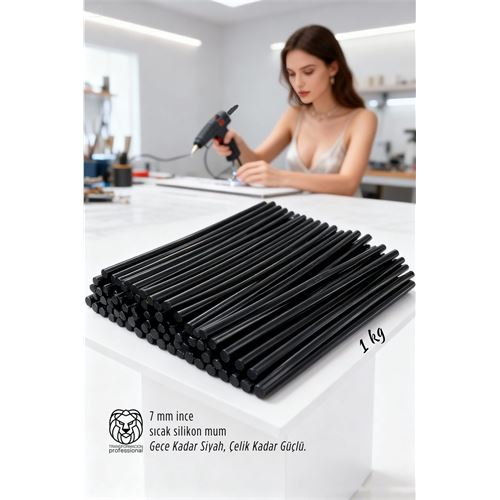 7mm Profesyonel Seri Ultra Güçlü İnce Siyah Sıcak Silikon 1 Kg 