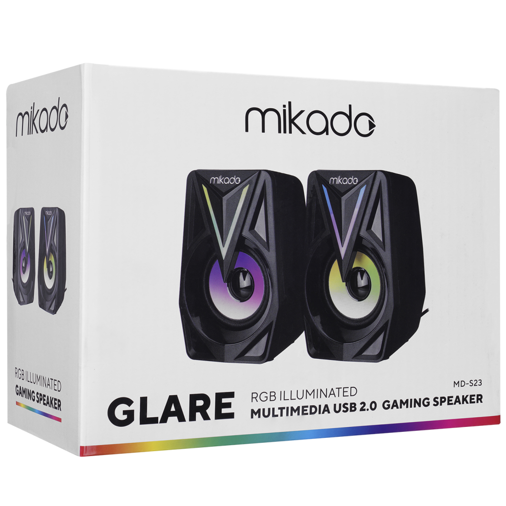 MIKADO MD-S23 GLARE 6W 1+1 Masaüstü RGB Aydınlatma USB Siyah Kasa Speaker(1923) 5