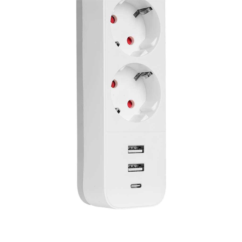 S-LINK SPG03TC 3 Soket Akım Korumalı Priz 1x Type-C 2xUSB 5V 4A 1.5Mt %100 Bakır 1mm Kablo 750 Joule (Beyaz)(1923)
