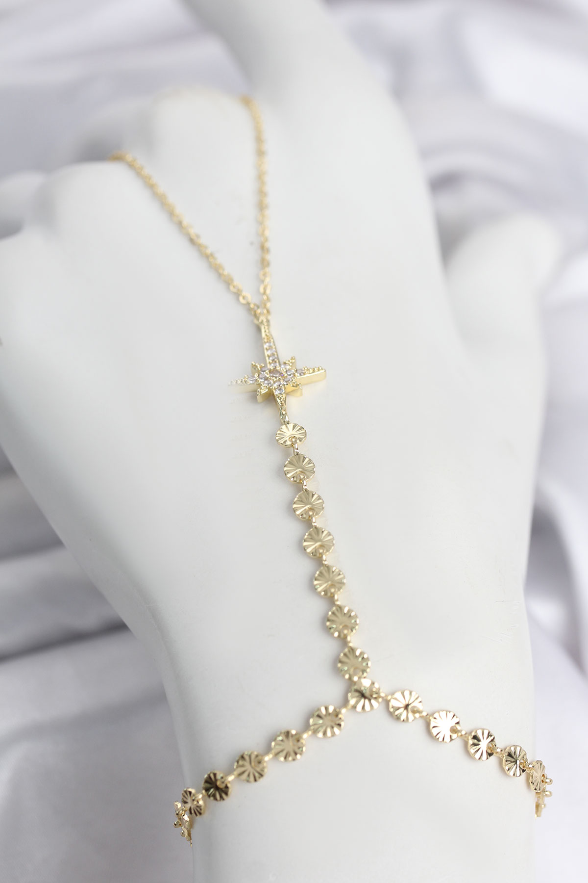 Gold Renk Pirinç Kutup Yıldızı Zirkon Taşlı Şahmeran 5886