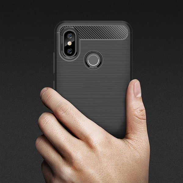 Xiaomi Mi 8  Dark Ultra Koruma Karbon Fiber Doku Silikon Kılıf-(1903)