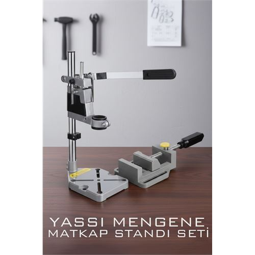Tezgah Üstü Matkap Standı  + Tezgah Mengenes Seti 