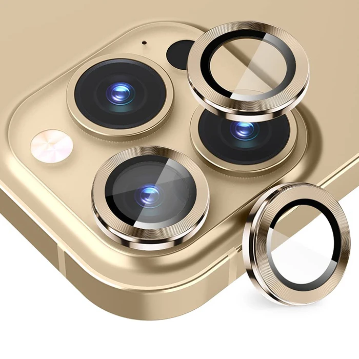 ALLY iPhone 14 Pro-14 Pro Max 3D Metal Çerçeveli Kamera Lens Koruyucu-(1903)