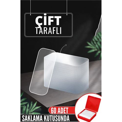 HSNET Pvc Nano Çift Taraflı Yapıştırıcı 60 ADET Sonsuz Alanda Kullanım 