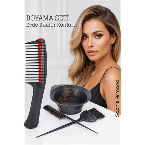 Saç Boyama Seti 3’lü ve Saç Boya Sıyırıcı Tarak, Seti Fırça, Boya Kabı ile Profesyonel Uygulama Kolaylığı 