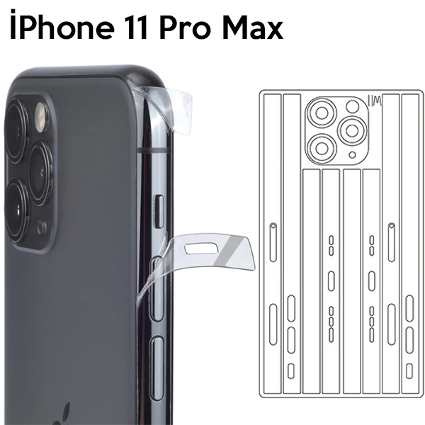 İPhone 11 Pro Max 6.5 Hidrojel Hayalet Yan Alt Üst Kamera Kaplama Film-(1903)