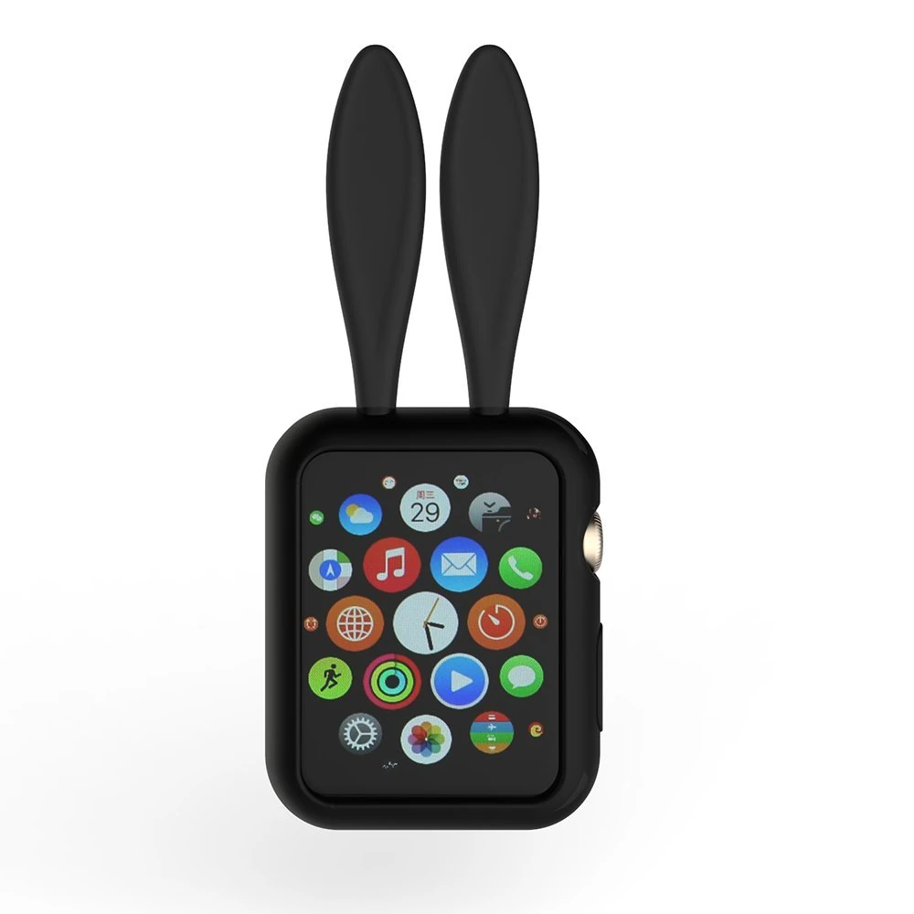Ally Apple Watch 1-2-3-4 42mm Tavşan Figürü Silikon Kılıf-(1903)