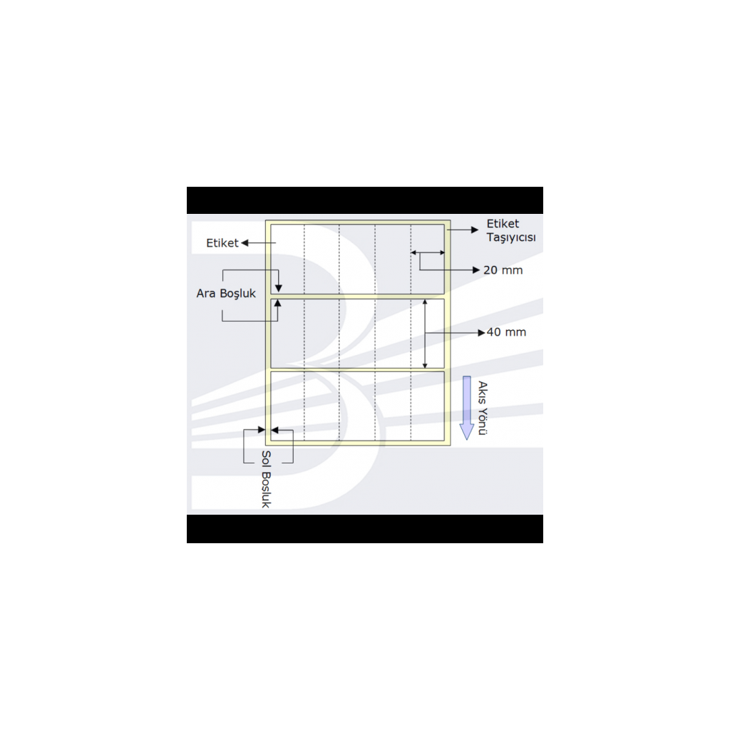 POWERGATE Etiket Vellum 20mmx40mm  (Tek Kolonda 5 adet) Toplam 5000 ad(1923)