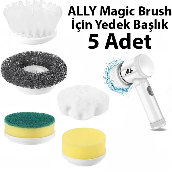 Ally Magic Brush Şarjlı Temizleme Fırçası için 5 Adet Yedek Başlık-(1903)