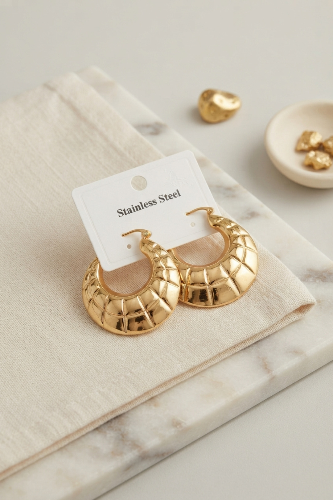 316L Çelik Gold Renk Bohem Halka Model Küpe 5886