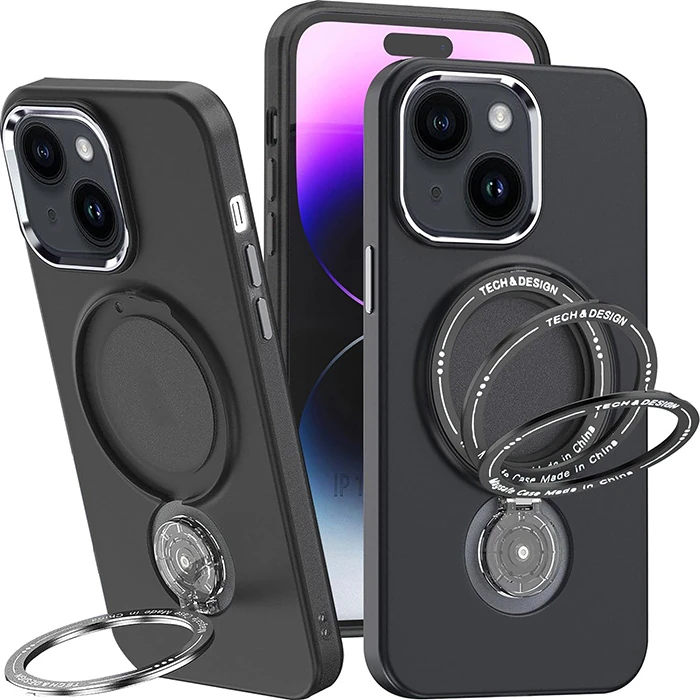 ALLY iPhone 15 İçin Magsafe Uyumlu Standlı Manyetik Silikon Kılıf-(1903)