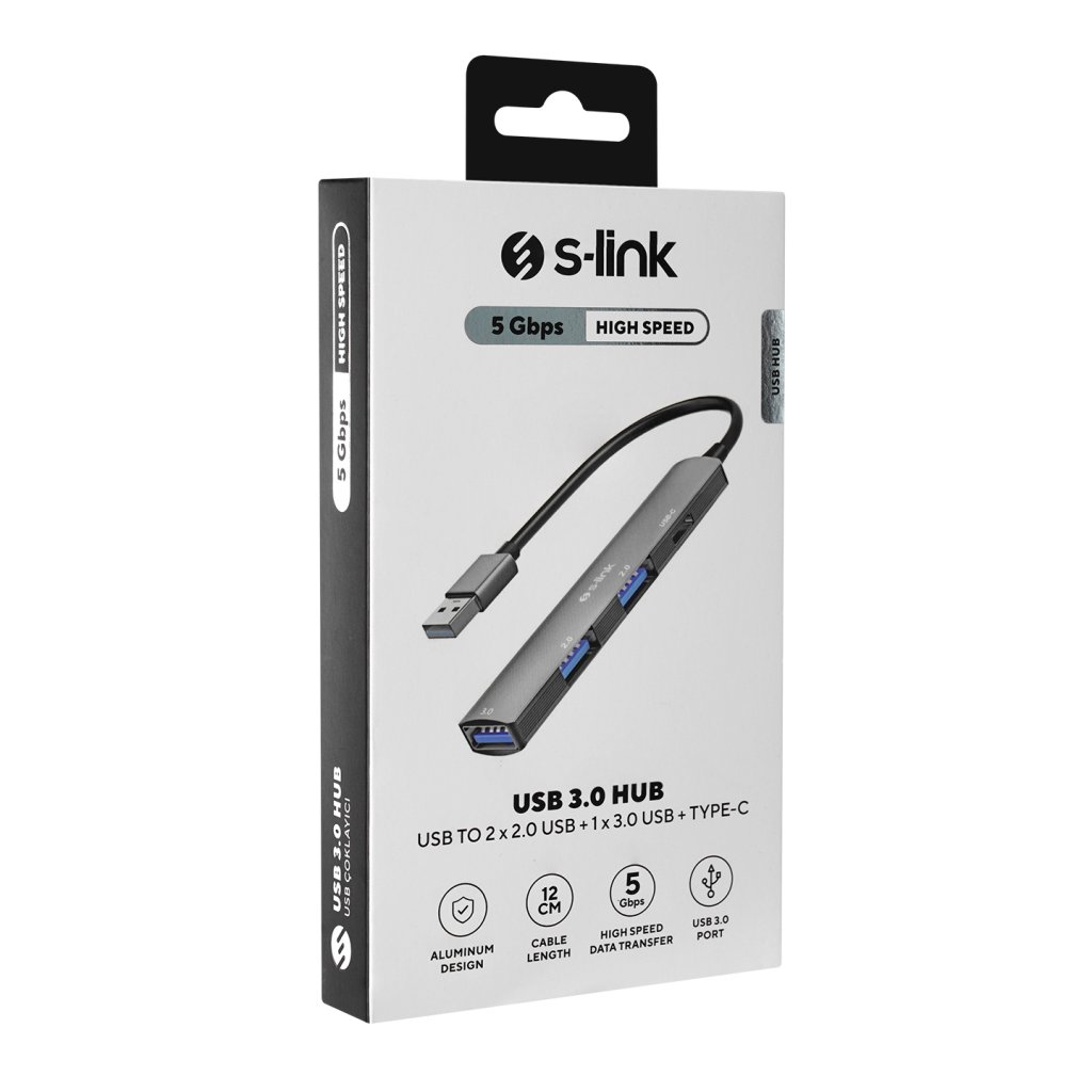 S-LINK SW-U322 USB3.0 to 2xUSB 2.0 1xUSB 3.0 1xType-C Metal USB HUB(1923) 4