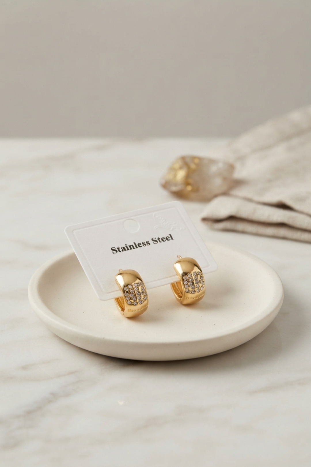 316L Çelik Gold Renk Kalın Halka Tasarım Model Küpe 5886