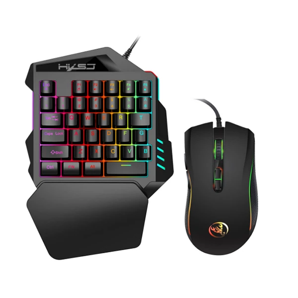 HXSJ V100+ A869 Gaming 7200 DPI 7  RGB ışıklı Oyuncu Klavye+Oyuncu Mouse-(1903)