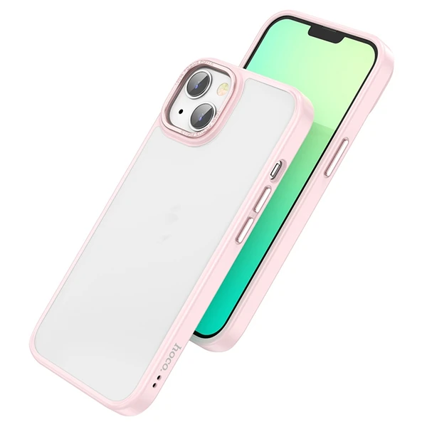 Hoco iPhone 14 Plus Golden Shield Frosted Silikon Telefon Kılıfı-(1903)