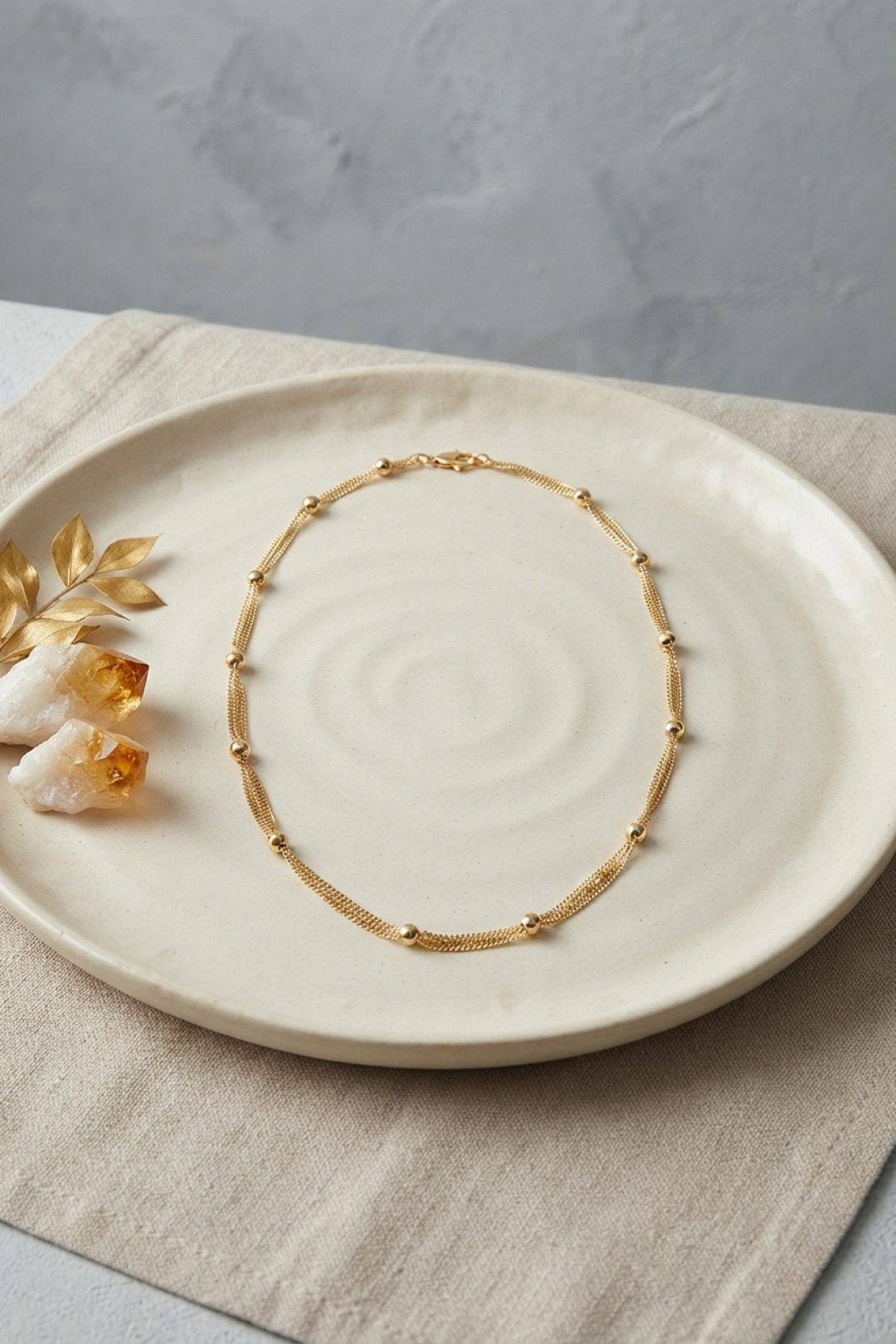 CM Top Zincirli Gold Renk 50 cm Kadın Kolye 5886