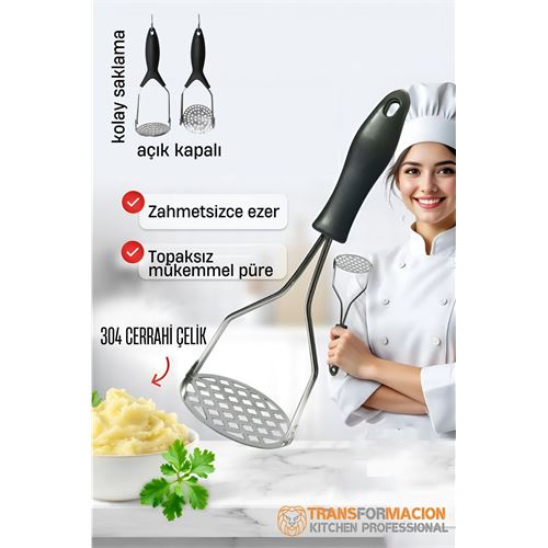 Patates Ezici 304 Paslanmaz Çelik Havuç Muz Avokado Ezici 