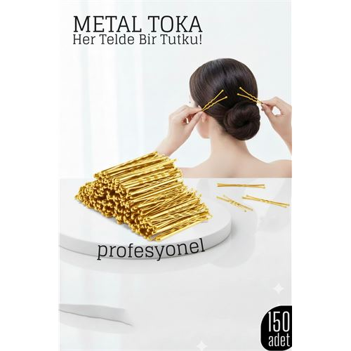 150’li Gold Metal Tel Toka Seti – Profesyonel Saç Şekillendirme İçin 