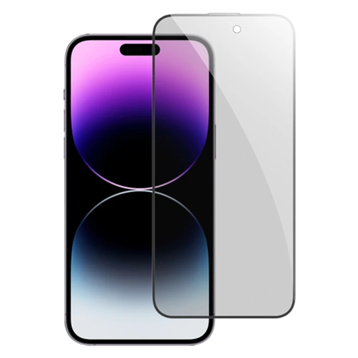 Ally iPhone 15 Pro Privacy Hayalet Full Koruma Tempered Cam Ekran Koruyucu-(1903)