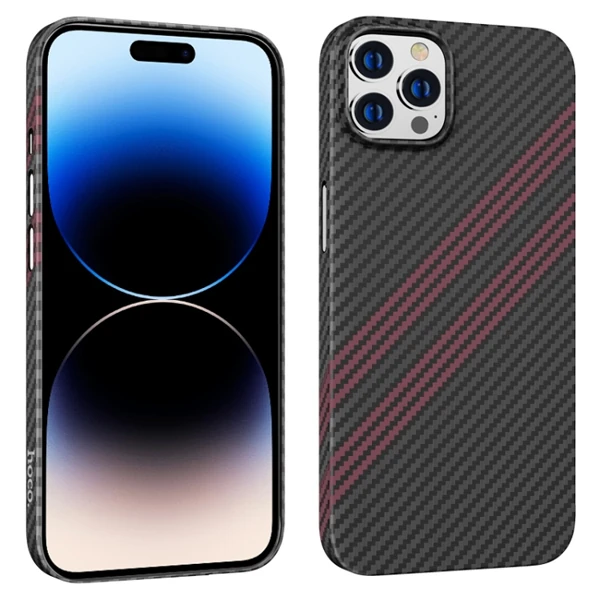 Hoco iPhone 14 Pro 6.1 Kılıf Kevlar Texture Darbe Emici Telefon Kılıfı-(1903)