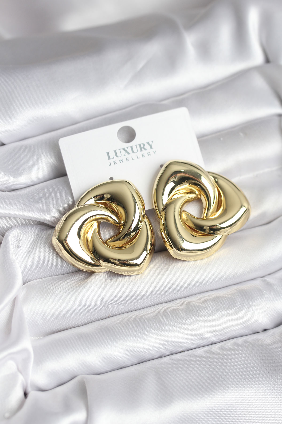 Pirinç Gold Renk Geometrik Vintage Kadın Küpe 5886