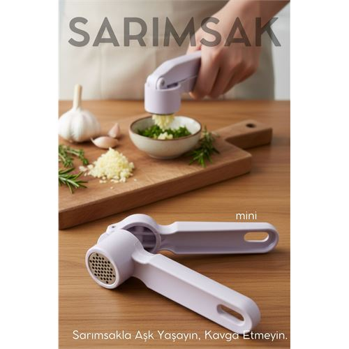 Sarımsak Ezici -  Profesyonel Şef Tipi Ergonomik Pres Kıyıcı  