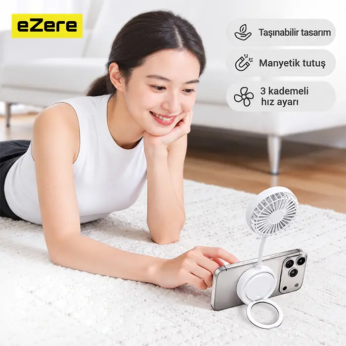 Ezere FlexCool MagSafe Manyetik Telefon Fanı – Taşınabilir Mini Vantilatör-(5775)