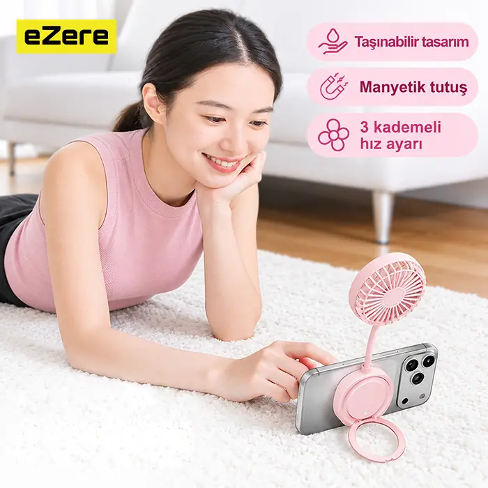 Ezere FlexCool MagSafe Manyetik Telefon Fanı – Taşınabilir Mini Vantilatör-(5775)