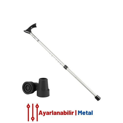 HSNET Yükseklik Ayarlanabilir Metal Baston GRİ Pongnas Design 
