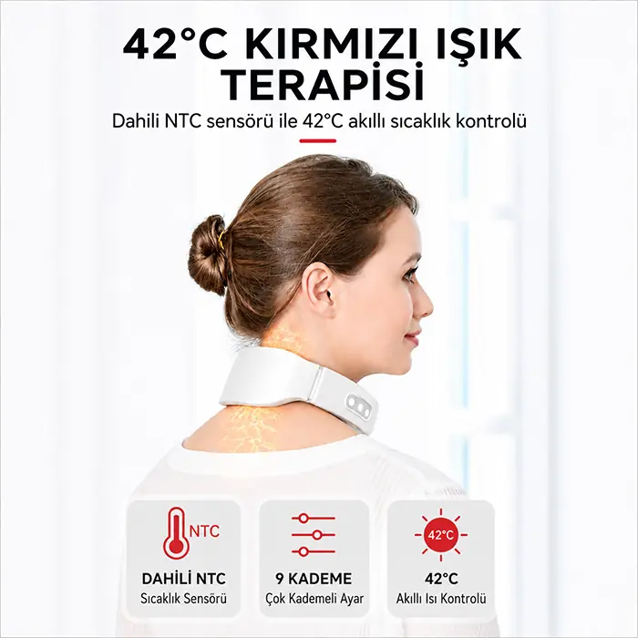 EZERE NeckRelief Pro Ultrasonik Dalgalı Ve Isıtmalı Rahatlatıcı Boyun Masaj Aleti-(5775)
