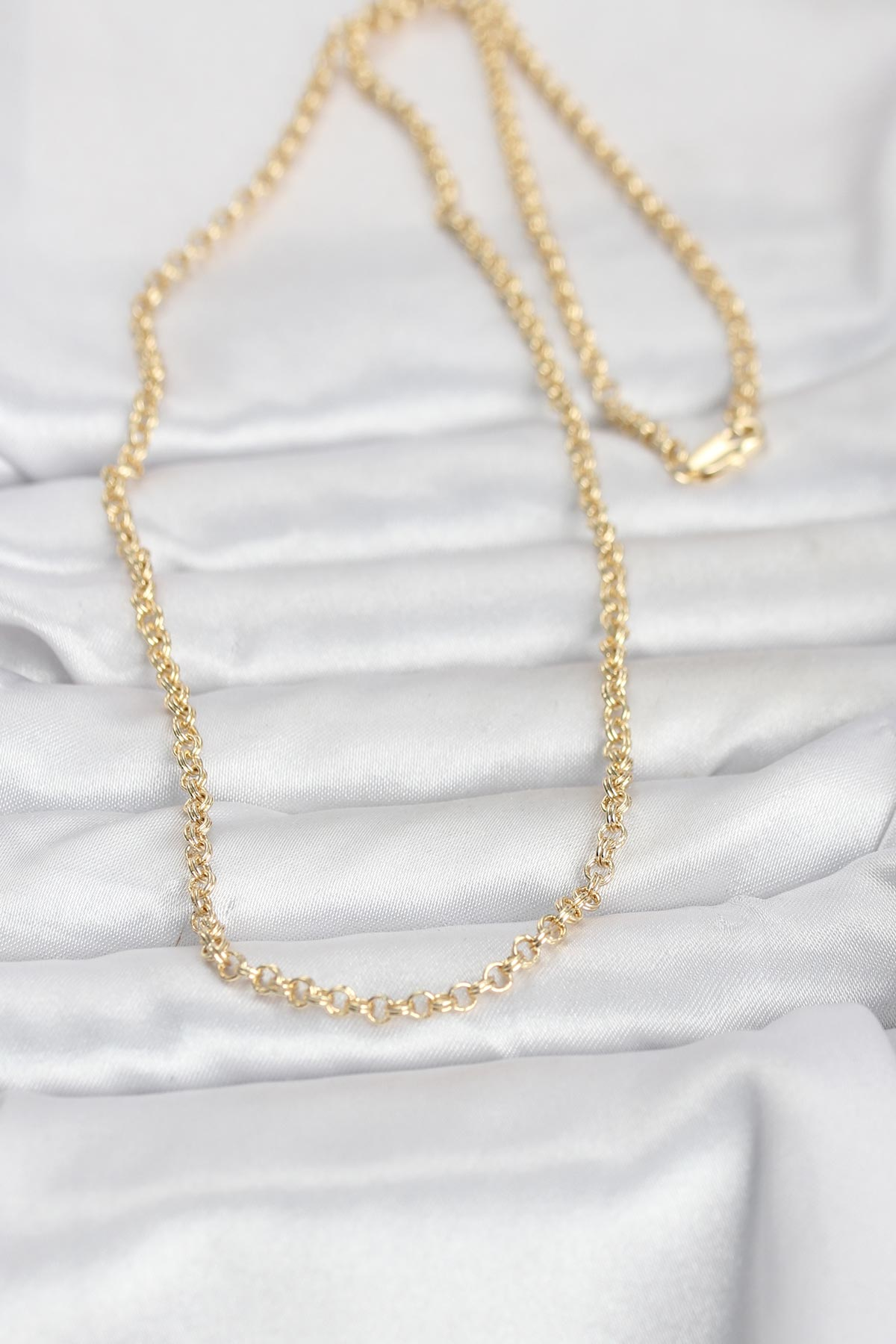 CM 14K Gold Renk Halka Zincir Model 60 cm Kadın Kolye 5886
