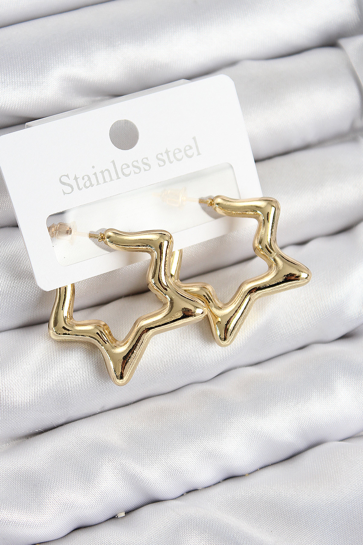 Pirinç Yıldız Model Gold Renk Kadın Küpe 5886