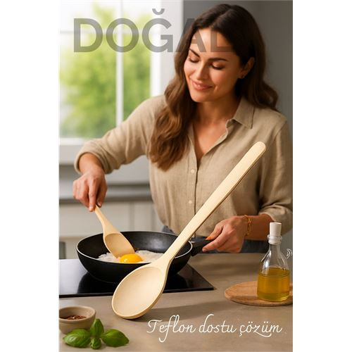Doğal Gürgen Ahşap Servis Kaşığı – 20 cm, Ergonomik ve Dayanıklı Mutfak Yardımcısı 