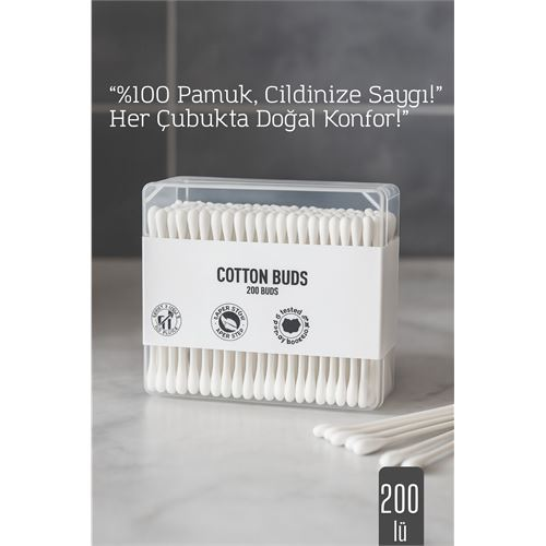 HSNET %100 Pamuk Kulak Çubuğu – 200’lü Paket 