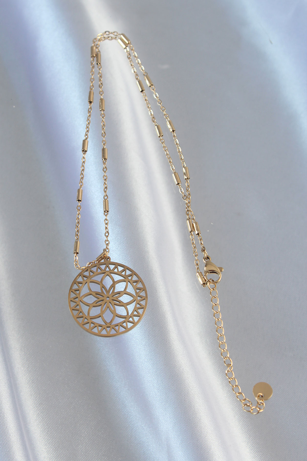 316L Çelik Zincir Gold Renk Lotus Model Kolye 5886