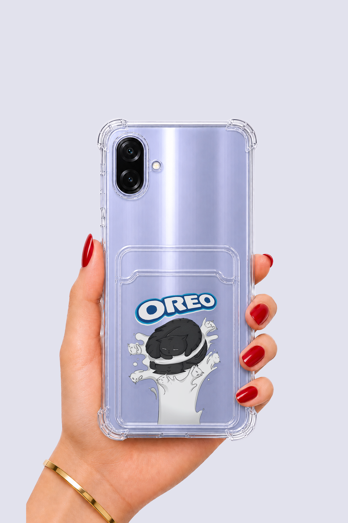 Samsung Galaxy A07 Kartlıklı OREO Desenli Kılıf