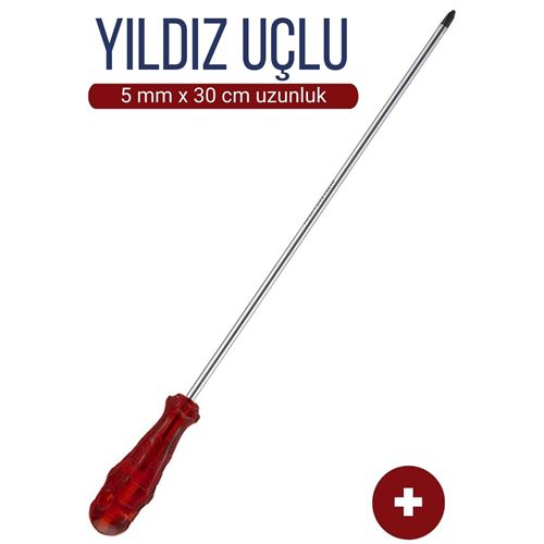 HSNET 5 mm Uç 30 Cm Uzunluk Yıldız Uç Tornavida 