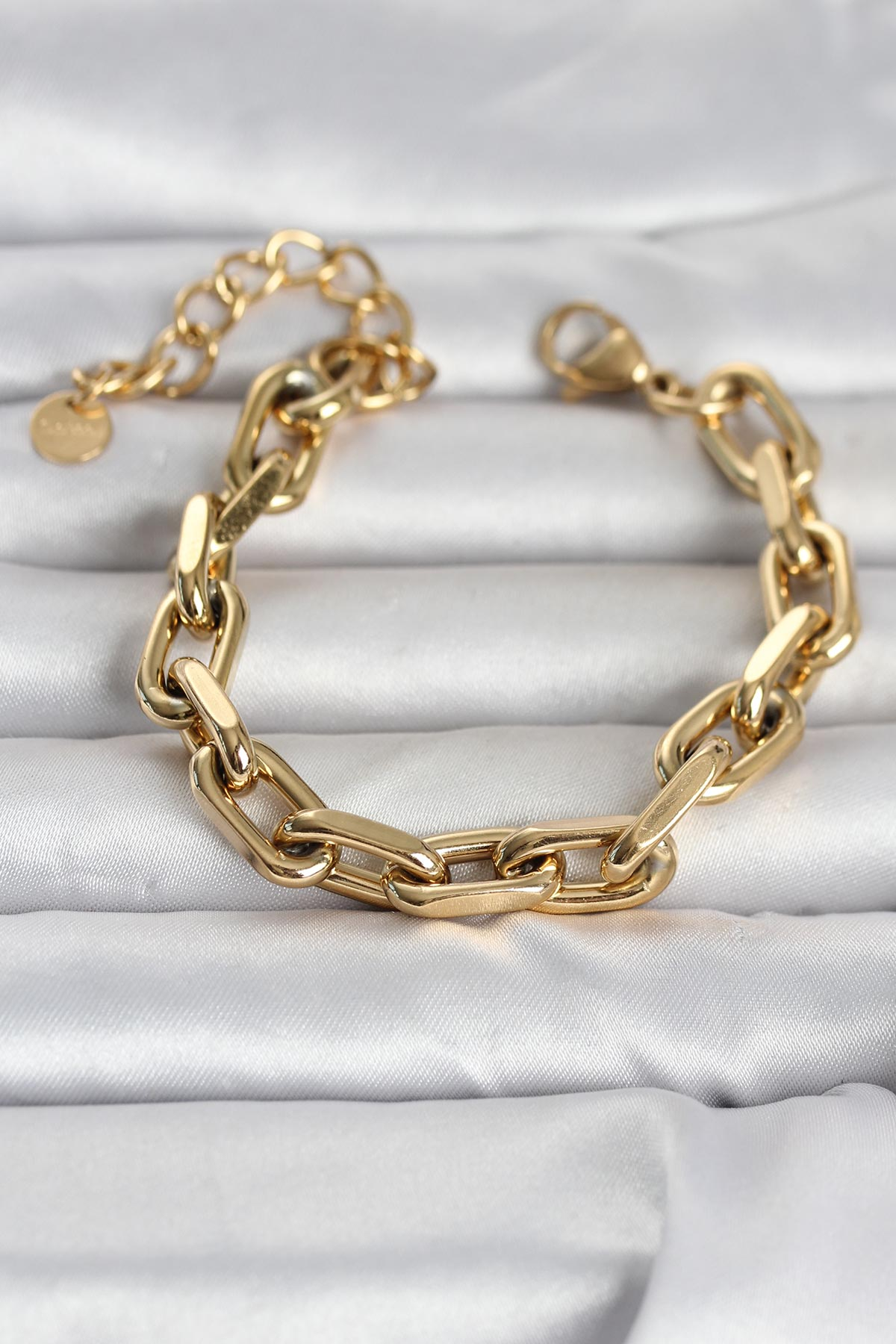 316L Çelik Gold Renk Kalın Zincirli Kadın Bileklik 5886